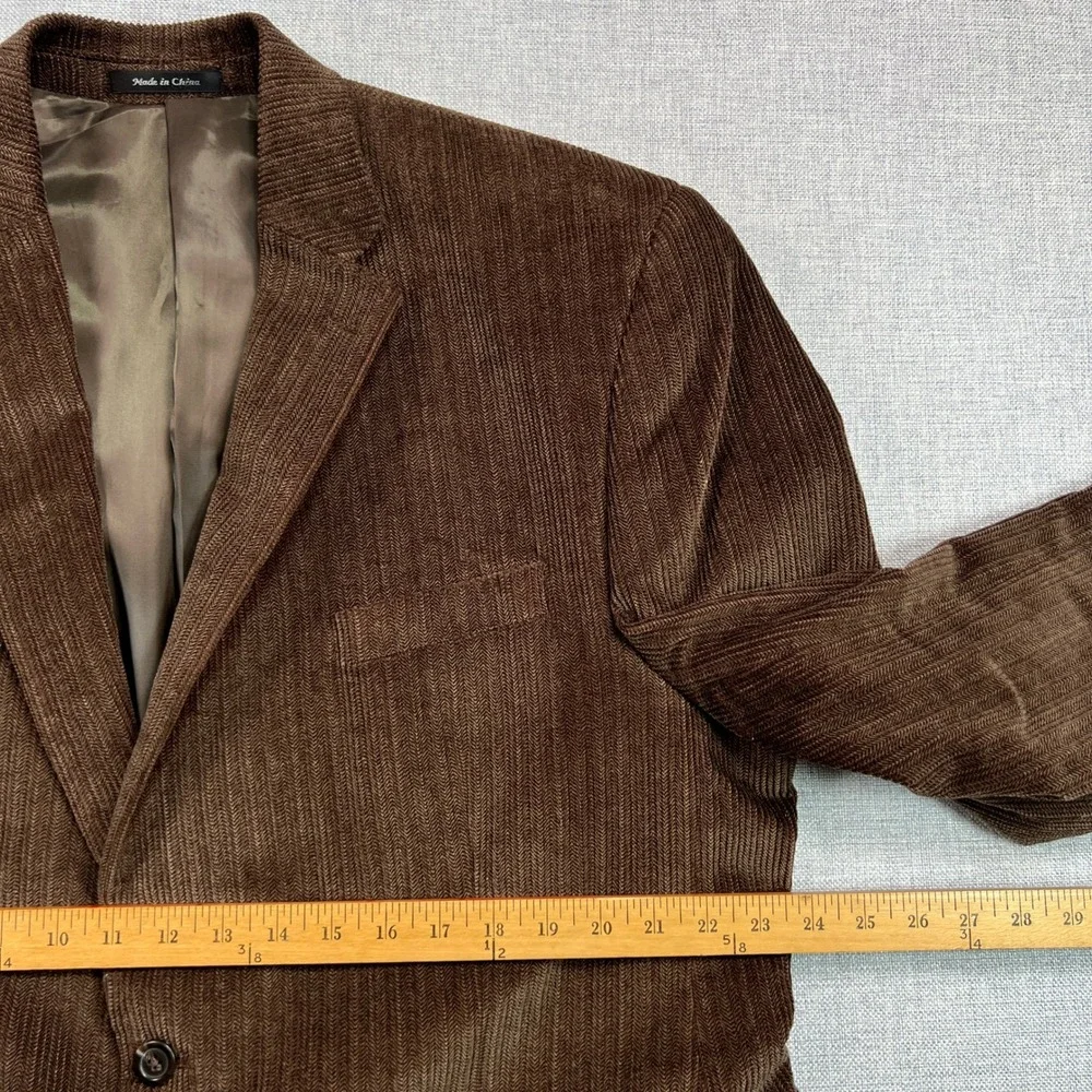Chaps‎ Brown Fine Wale Corduroy Sport Coat Blazer Men 46R Classic Academia Prep